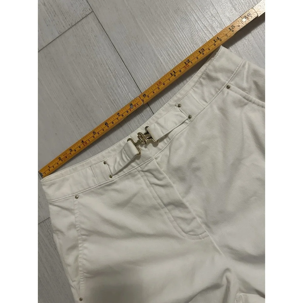 St John Sport Essentials By Marie Gray Pants Sz 6 Ivory Belted Gold Hardware